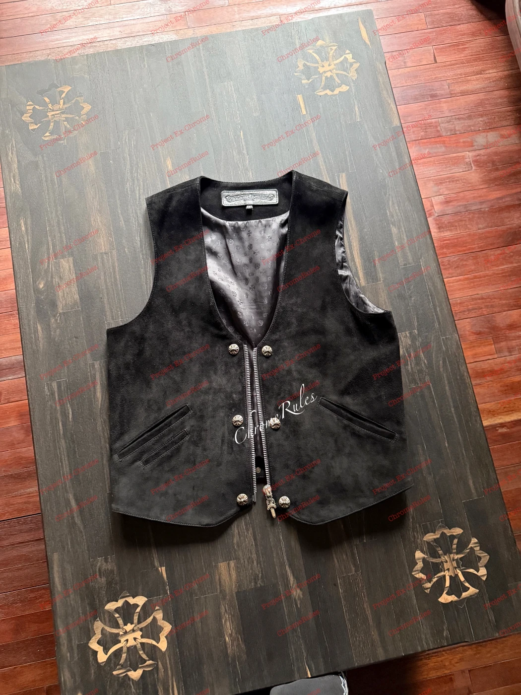 Black Suede Cross Vest — image 1