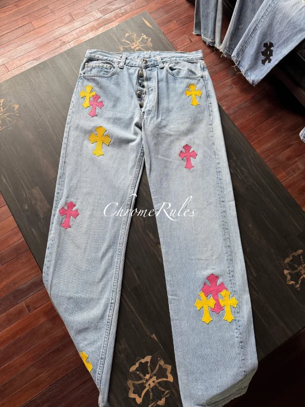 Pink n Yellow Patch Levis — image 1