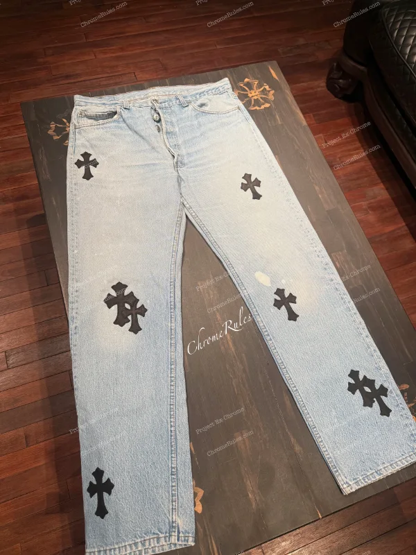 Ice Blue Black Patch Levis 501 — image 1