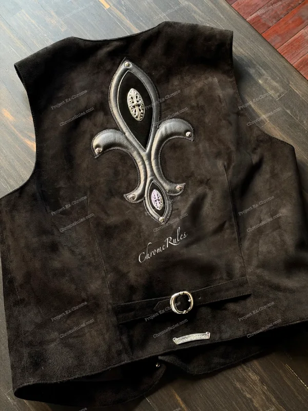 Black Suede Fleur Vest — image 1