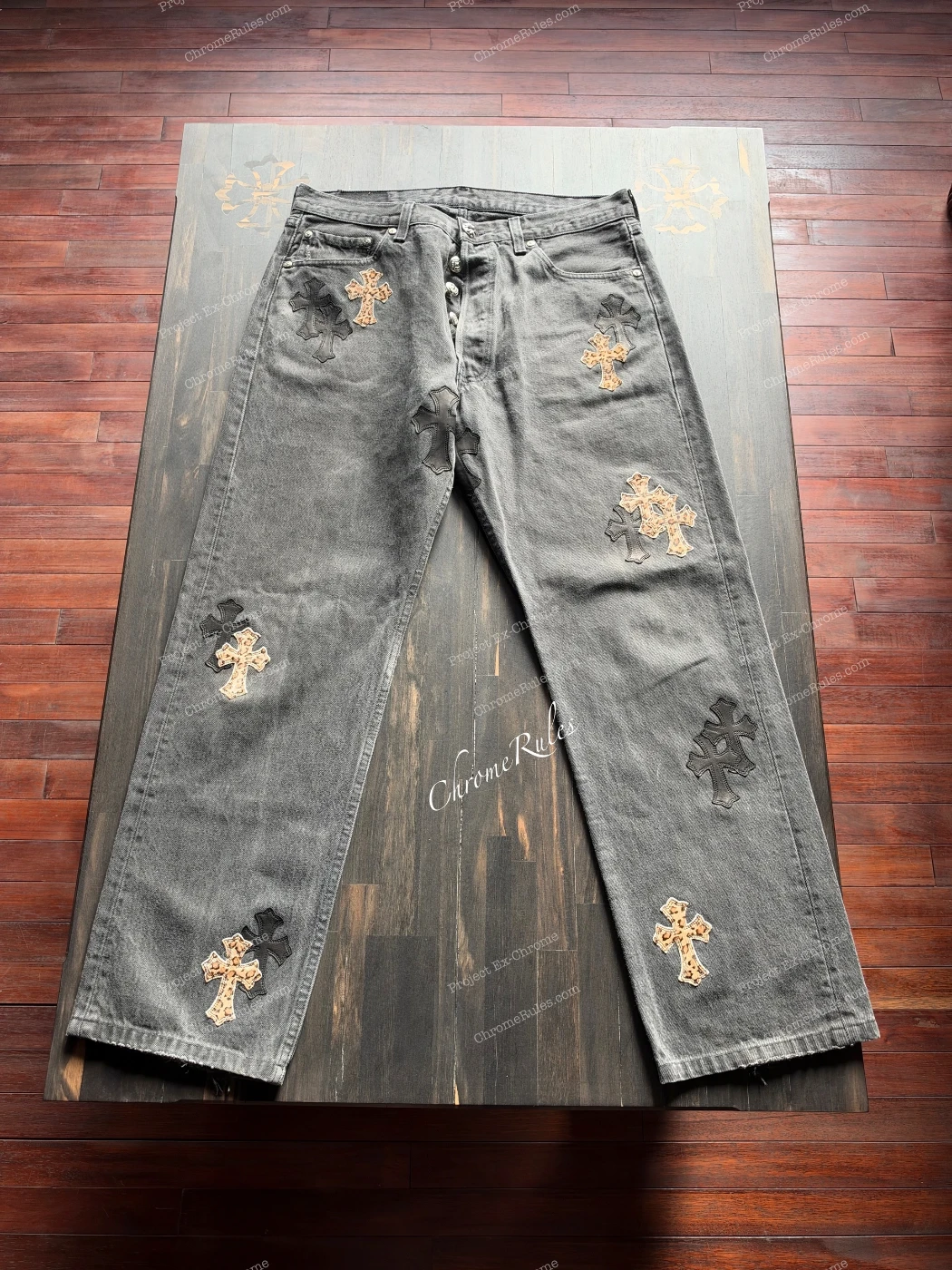 Black n Leopard Patch Levi’s 501 — 圖片 1